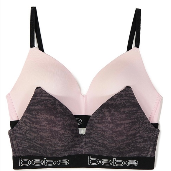 Bebe Blush & Charcoal Wireless Bra Set - Picture 9 of 11